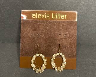 Alexis Bittar Gold Tone Crystal Hoop Earrings