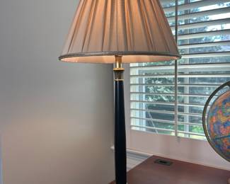 Hollywood Regency Brass and Black Column Desk Lamp