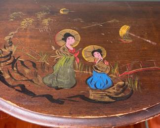 Chinoiserie Painted Demi-Lune Console Table