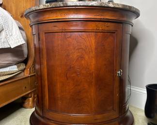 Mahogany Marble Drum Side Table