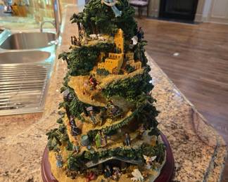 Thomas Kinkade-style Nativity Christmas tree sculpture, resin