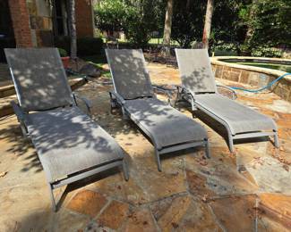 Set of 3 outdoor sling chaise lounge chairs