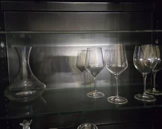 Wine decanter and stemware glasses, mixed set