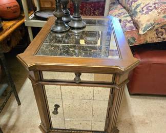 Mirrored solid wood cabinet, nightstand