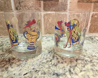 Vintage golf themed rocks glasses, set of 2