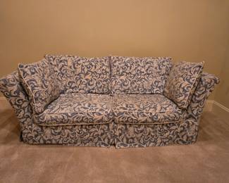 Blue floral skirted sleeper sofa