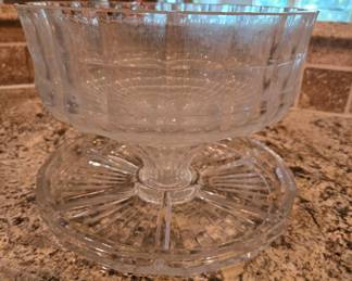 Vintage pressed glass pedestal compote bowl