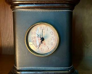 Decorative Leather-Look Mantel Clock