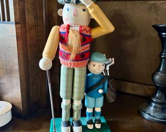 Vintage 1998 Bombay Company “Mac Gregor” Golfer Nutcracker with Caddy