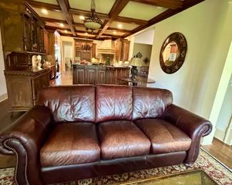 Havertys Leather Sofa with Nailhead Trim