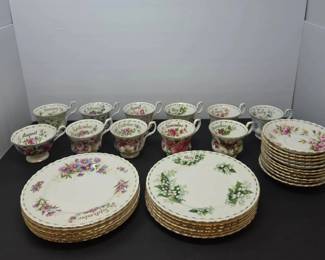 Collection of Royal Albert English Fine Bone China from the Flower of the Month Series