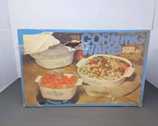 Vintage Corning Ware FreezeCookServe Kitchen Starter Set Blue Cornflower in Factory Sealed Box