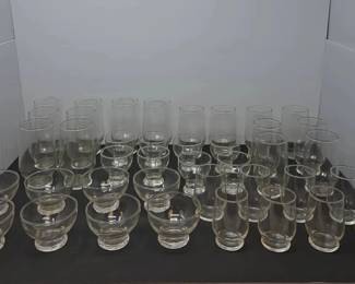 40Piece Lot of Vintage Federal Glass Company Clear Drinkware Dessert Dishes