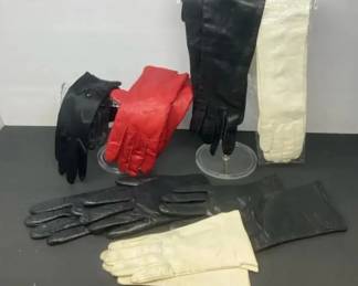 Vintage 7Pair Collection of Womens Leather Dress Gloves in Various Lengths, Styles, Colors