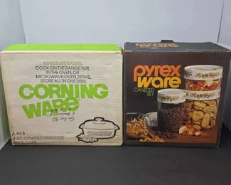 Two 2 Kitchenware Items Corning Ware Spice O Life Covered Saucepot Pyrex Ware Canister Set