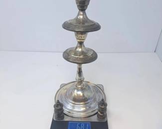 Lot Of Sterling Silver Candle Sticks And Salt Pepper Shakers
