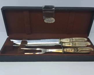 Flint Hollow Ground Carving Set Sterling Silver Handles