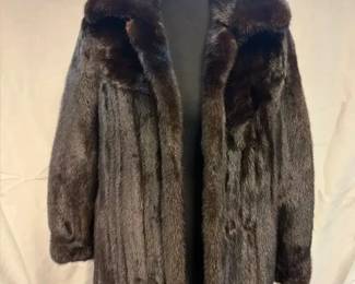 Vintage FullLength Dark Brown Ladies Mink Fur Coat with Large Shawl Collar