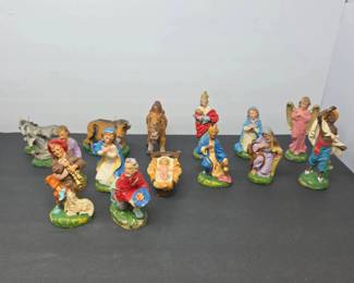 Vintage HandPainted Nativity Scene Figurine Set, Made In Italy