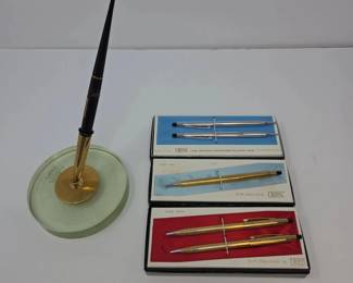 Vintage Lot of Writing Instruments Cross Pen Pencil Sets Eversharp Fountain Pen, in Orig. Boxes