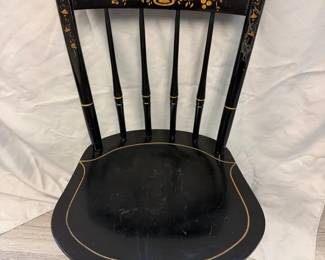 Vintage HitchcockStyle Ebonized SpindleBack Side Chair with Gold Stenciled Detailing