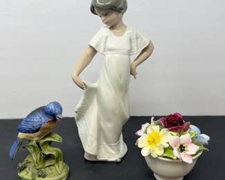 Three 3 Decorative Porcelain Collectibles by Lladro, Coalport, and Norleans Korea