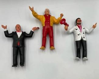 Three LJN WWF Wrestling Figures Mean Gene Okerlund, Don The Magnificent Muraco, Jimmy Hart