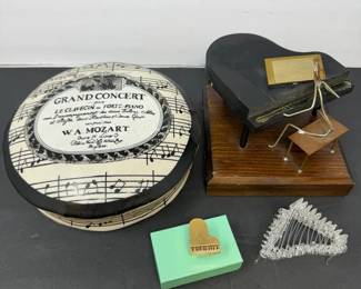 Fourpiece Lot of Musicthemed Decorative Collectibles and Miniature Objects