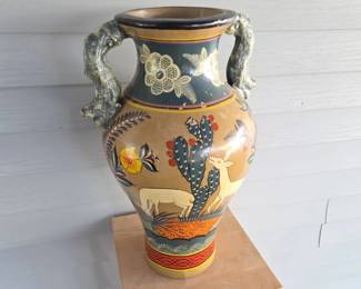 Large Twohandled Decorative Ceramic Vase