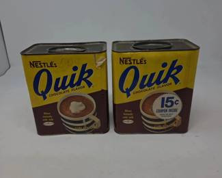 Pair Of Vintage Nestles Quik Chocolate Metal Tins