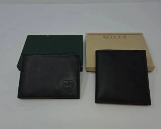 Lot of Two 2 Vintage Classic Black Leather BiFold Mens Wallets with Original Boxes