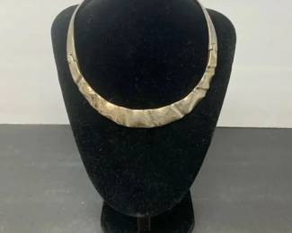 Vintage Mexican Modernist 925 Silver Collar Necklace