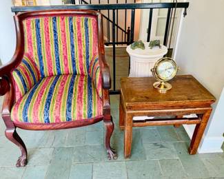 Bentwood Armchair, Nautical Seth Thomas Clock, side table