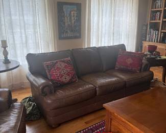 Brown leather sofa