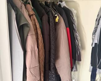 Winter coats, scarves, gloves, and hats
