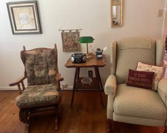 Chairs, bankers lamp