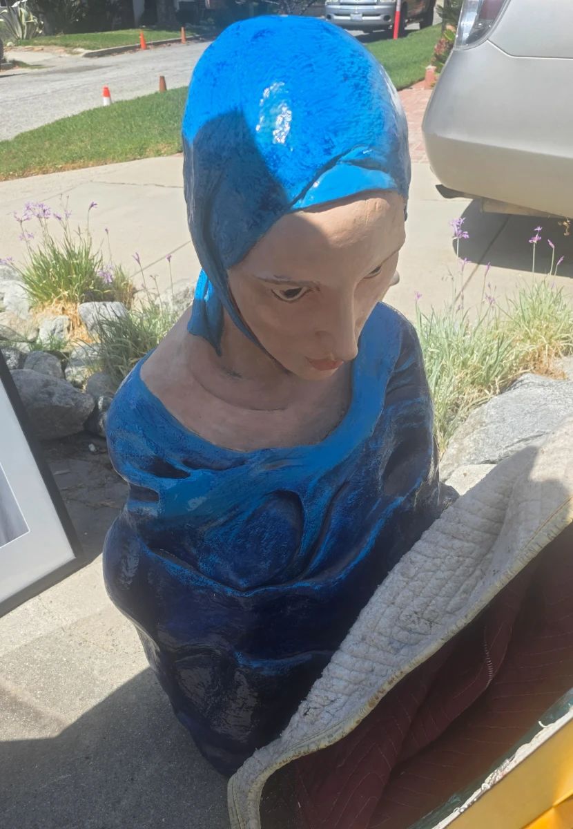 Patrica Knop 40" glazed terra cotta sculpture.