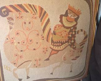 Evelyn Ackerman hooked rug tapestry.