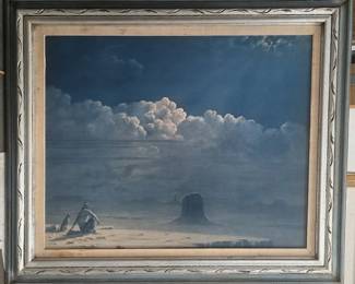 Cal Bromund western lithigraph on masonite.