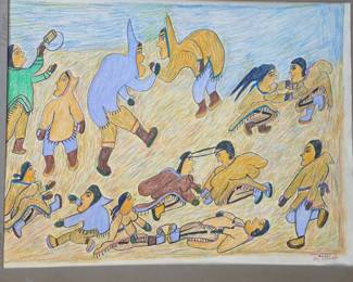 Ruth Annaaqtuusi Tulurialek Inuit drawing 22 x 30.