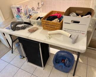 Bath items, socks, bras, hamper
