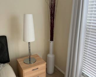 Nightstand, lamp and decor