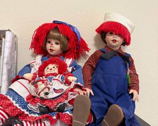 Danbury Mint Porcelain Raggedy Ann and Andy by Kelly RuBert