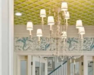 French cottage style Chanteller new condition $500  cream off white linen lamp shades  58 inches 