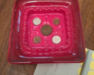 Ashtray w/ foreign coins