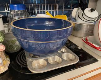 Clay City Pottery large blue bowl