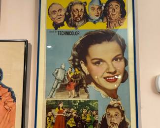 Framed Wizard of Oz movie poster featuring Judy Garland and the principal cast from the Tom Culver collection