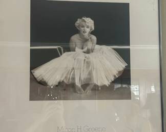 Framed black and white ballerina portrait with Milton H Greene photography identification