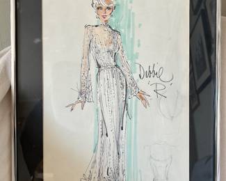 Debbie Reynolds Sketch Signed by Bob Mackie 