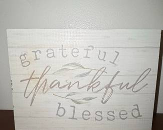 Grateful Thankful Blessed Decorative Wooden Sign